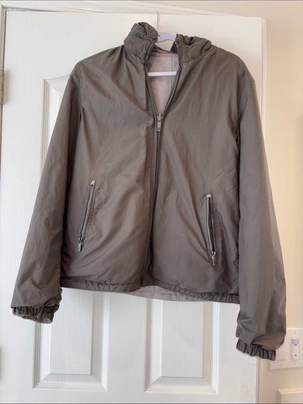 SALE Massimo Dutti  Reversible Olive Green/ Grey Goat Leather.  Zip-Up Jacket